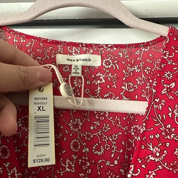 NWT Max Studio red mid-length dress - Picture 5 of 8